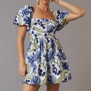Anthropologie Puff-Sleeve Babydoll Mini Dress